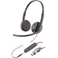 Hewlett Packard Poly Blackwire 3225 Stereo USB-C Headset +3.5mm Plug +USB-C/A Adapter Bulk