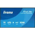 iiyama 75iWIDE LCD 3840 x 2160 4K UHD IPS panel LED Bl. Metal front bezel Fan-less Speakers Multiple In-/Outputs (HDMI(3x) DisplayPort DisplayPort-Out and more) 500 cd