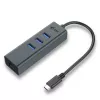 I-tec USB-C Metal 3-Port HUB with Gigabit Ethernet Adapter 1x USB-C to RJ-45 3x USB 3.0 Port LED-Anzeige compatible with TB 3