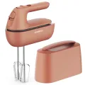 Kenwood 350W 5 SNELHEDEN SLOW START RVS KLOPPERS EN DEEGHAKEN GEINTEGREERDEMAATLEPEL EN SNOEROPBERGING RED CLAY