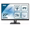 AOC Q27P2Q 27in IPS UHD 4K 4 ms 3840x2160 Wid 16/9 DP-2xHDMI-VGA 4xUSB 3.2 Brightness 250 cd/m D Contrastratio 100M:1 Viewing angle 178 deg /178 deg Speakers Height Adjustment Pivot Frameless Adaptive-Syn