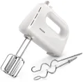Philips Handmixer 300W 5 speeds & turbo function stainless steel strip beaters & dough hooks colour:white