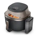 Philips 7.2L rail Single Basket Steam Window RapidAir Plus Digital Pan & BasketBlack Oyster body/Gold handle