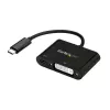 StarTech.com USB-C to DVI Adapter with USB Power Delivery - 1920 x 1200 - Black - Use this USB Type C adapter to output DVI video and charge your laptop using a single USB C port