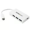 StarTech.com 4 Port USB C Hub - USB-C to 1x USB-C and 3x USB-A - USB 3.0 Hub - White