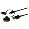 StarTech.com 1m 3 ft Black Apple 8-pin Lightning or 30-pin Dock Connector or Micro USB to USB Cable for iPhone iPod iPad - Charge Sync