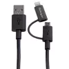 StarTech.com 1m 3 ft Black Apple 8-pin Lightning Connector or Micro USB to USB Combo Cable for iPhone iPod iPad - Charge and Sync Cable