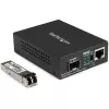 StarTech.com Gigabit Ethernet Fiber Media Converter - Compact - 850nm MM LC - 550m - With MM SFP Transceiver - For 10/100/1000 Networks - Copper Ethernet to Fiber Media Converter with auto MDIX