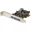 StarTech.com 4 Port PCI Express USB 3.0 Card - 3 External and 1 Internal - Native OS Support in Windows 8 and 7 - Standard and Low-Profile - Cost-effective USB 3.0 Adapter Card - SATA Power