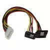 StarTech.com 12in LP4 to 2x Right Angle Latching SATA Power Y Cable Splitter - 4 Pin Molex to Dual SATA