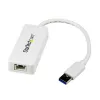 StarTech.com USB 3.0 to Gigabit Ethernet Adapter NIC w USB Port - White
