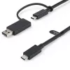 StarTech.com 1m (3ft) USB-C Cable with USB-A Adapter Dongle - Hybrid 2-in-1 USB C Cable w/ USB-A - USB-C to USB-C (10Gbps/100W PD) USB-A to USB-C (5Gbps) - Ideal for Hybrid Docking Station (USBCCADP)