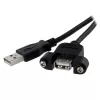 StarTech.com 2 ft Panel Mount USB Cable A to A F/M - Panel Mount USB Extension USB A-Female to A-Male Adapter Cable 2ft - USB-A (F) Port