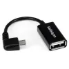 StarTech.com 5in Right Angle Micro USB to USB OTG Host Adapter MF - Angled Micro USB Male to USB A Female On-The-Go Host Cable Adapter