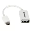 StarTech.com 5in White Micro USB to USB OTG Host Adapter MF - Micro USB Male to USB A Female On-The-Go Host Cable Adapter - White