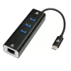 Video seven USB-C to RJ45 plus 3 x USB port Black USB Hub and Gigabit Ethernet