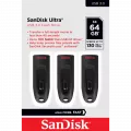 Western Digital SanDisk Ultra 64GB USB 3.0 flash drive Black 3-pack