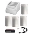 Zebra TC21/TC26 Healthcare bundle includes Healthcare White 4-slot Battery Charger and (4) batteries (WHITE BASIC POWERPRECISION LI-ON BATTERY - 3100 MAH - SINGLE) power supply and DC cable.
