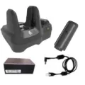 Zebra MC22/MC27 Charge and comm kit includes single-slot charge/communication cradle with spare battery charger battery pack (LITHIUM-ION PP 3500MAH) Level VI AC/DC power supply and DC cable.