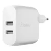 Belkin Dual USB-A Wall Charger 12W X2 White