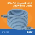 Club 3D USB-C Magnetic-Coil 240W PD3.1 Blue Cable 2m Fast Charging
