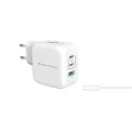 Conceptronic 3-Port 67W GaN USB PD Charger with USB-C Charging Cable - USB-C x 2 - USB-A x 1 - QC 3.0 - PPS