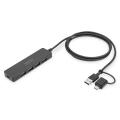 Digitus USB 3.0 Hub 4-Port, Slimline with USB-C Adapter, 5Gbps, 1,2m cable
