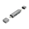 Digitus Combo Card Reader Hub (USB-C+USB 3.0) 1x SD, 1x MicroSD, 1x USB 3.0, grey