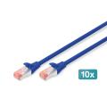 Digitus CAT 6 S-FTP patch cord, Cu, LSZH AWG 27/7, length 2 m, 10 pieces, color blue