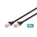 Digitus CAT 6 S-FTP patch cord, Cu, LSZH AWG 27/7, length 2 m, 10 pieces, color black