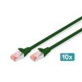 Digitus CAT 6 S-FTP patch cord, Cu, LSZH AWG 27/7, length 0.25 m, 10 pieces, color green