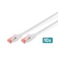 Digitus CAT 6 S-FTP patch cord, Cu, LSZH AWG 27/7, length 0.25 m, 10 pieces, color white