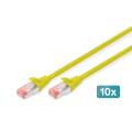 Digitus CAT 6 S-FTP patch cord, Cu, LSZH AWG 27/7, length 2 m, 10 pieces,color yellow