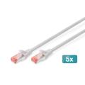 Digitus CAT 6 S-FTP patch cord, Cu, LSZH AWG 27/7, length 10 m, 5 pieces, color grey