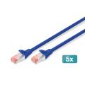 Digitus CAT 6 S-FTP patch cord, Cu, LSZH AWG 27/7, length 10 m, 5 pieces, color blue