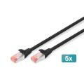 Digitus CAT 6 S-FTP patch cord, Cu, LSZH AWG 27/7, length 10 m, 5 pieces, color black