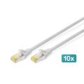 Digitus CAT 6A S-FTP patch cord, Cu, LSZH AWG 26/7, length 0.5 m, 10 pieces, color grey