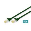 Digitus CAT 6A S-FTP patch cord, Cu, LSZH AWG 26/7, length 1 m, 10 pieces, color green