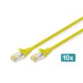 Digitus CAT 6A S-FTP patch cord, Cu, LSZH AWG 26/7, length 1 m, 10 pieces, color yellow