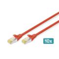 Digitus CAT 6A S-FTP patch cord, Cu, LSZH AWG 26/7, length 2 m, 10 pieces, color red