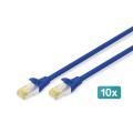 Digitus CAT 6A S-FTP patch cord,  Cu, LSZH AWG 26/7, length 3 m, 10 pieces, color blue
