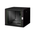 Digitus 9U wall mounting cabinet, Unique, 509x600x600 mm double sectioned, pivotable, black (RAL 9005)