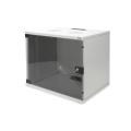 Digitus 9U wall mounting cabinet, SOHO, unmounted 460x540x400 mm, full glass front door, grey