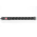 Digitus 1U Aluminum PDU, rackmountable, 7x safety outlet 16A Plug, 250VAC 50/60Hz, switch, surge Protection