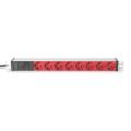 Digitus 1U Aluminum PDU, rackmountable, 8x red CEE 7/3 10A Plug, 250VAC 50/60Hz, outlet