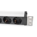 Digitus 1U Aluminum PDU, rackmountable, 5 x Safety outlet 16A,230VAC,50/60Hz,overvoltage,Net filter, Switch