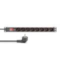 Digitus 1U Aluminum PDU, rackmount.,7x safety + 1x outlet 16A, 4000W, 250VAC 50/60Hz, overload protection