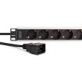 Digitus 1U Alu PDU, rackmount, 9x Safety outlet, 1x outlet 16A, 230VAC, 50/60Hz, IEC C20 plug